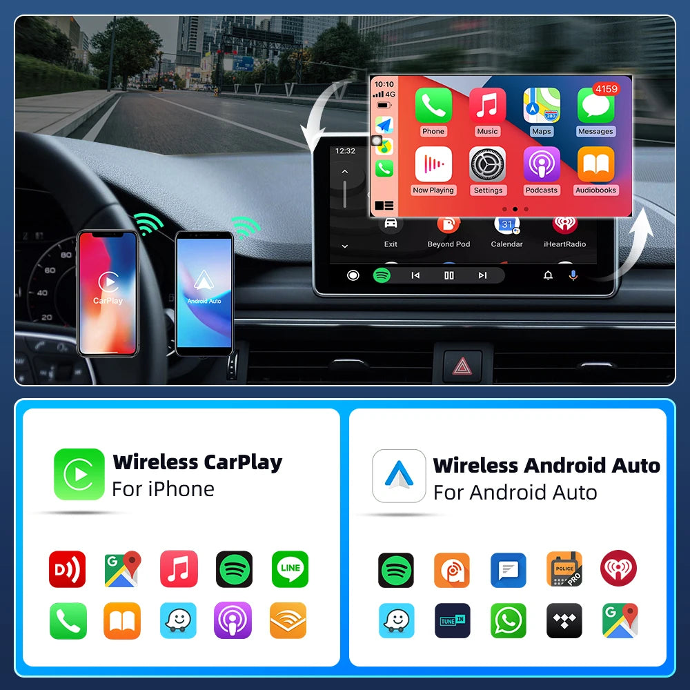 Adaptateur CarPlay sans fil pour Apple iPhone Android, boîte AI filaire vers Carplay sans fil, connexion USB Type C, dongle de voiture automatique, 2 en 1